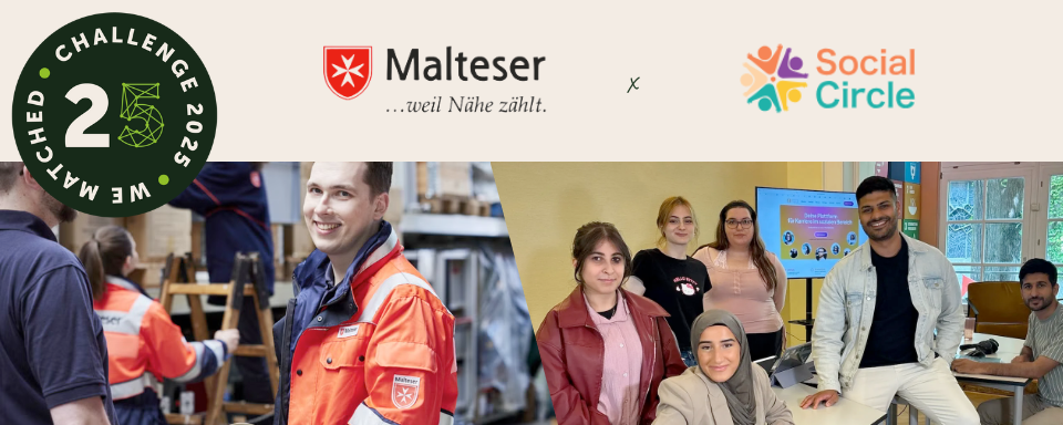 Malteser x Social Circle - Challenge2025 Kooperationsbanner Fotos von Organisationen und Logos